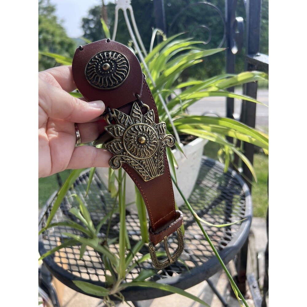 New York Studio Women's sz S Made In Italy Embellished Genuine Leather Brown